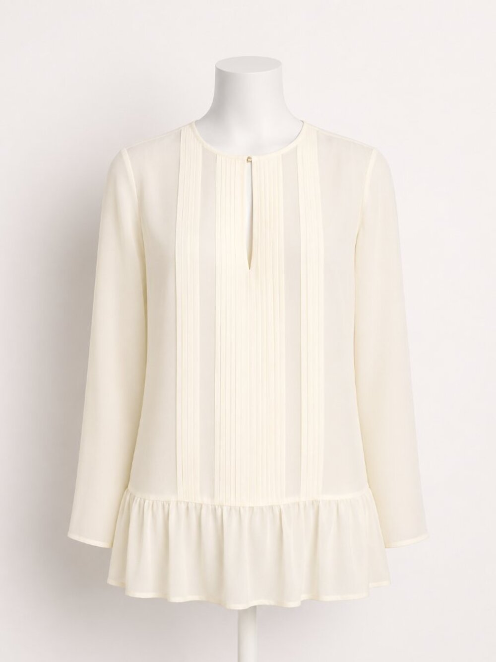 Banana Republic Semi-Sheer Tunic w/Ruffle Bottom Cream Size XS EUC